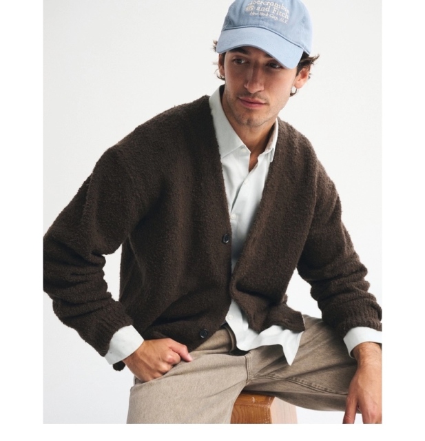 Made-to-order Men’s Dark Brown Fuzzy Knit Cardigan