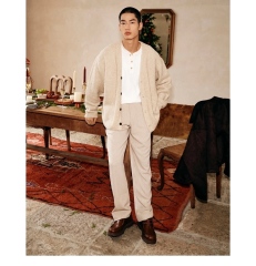 Made-to-order Men’s Dark Brown Fuzzy Knit Cardigan