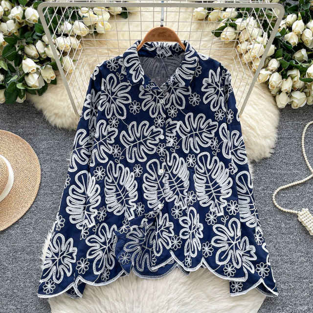 Made-to-order Women’s Red Floral Embroidered Hooded Blouse
