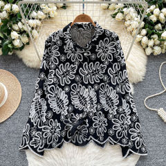 Made-to-order Women’s Red Floral Embroidered Hooded Blouse