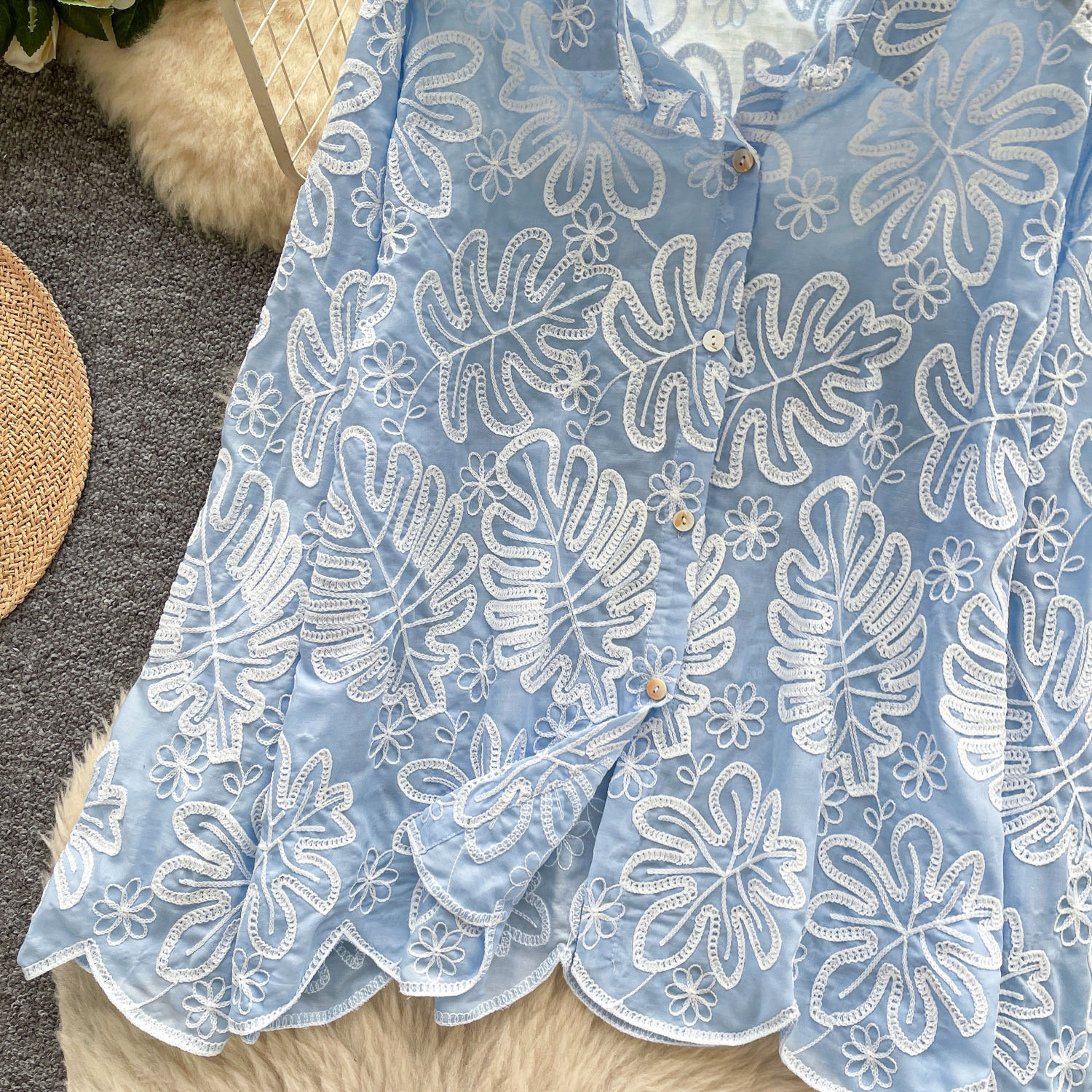 Made-to-order Women’s Red Floral Embroidered Hooded Blouse