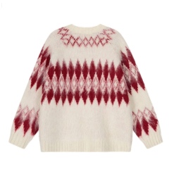 Wholesale Ivory Women’s Cream and Red Fair Isle Knit Pullover Sweater
