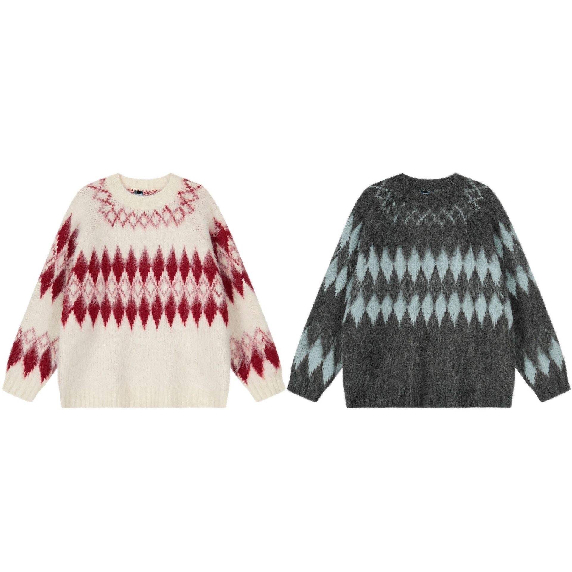 Wholesale Ivory Women’s Cream and Red Fair Isle Knit Pullover Sweater