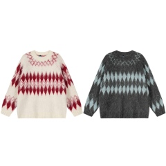 Wholesale Ivory Women’s Cream and Red Fair Isle Knit Pullover Sweater