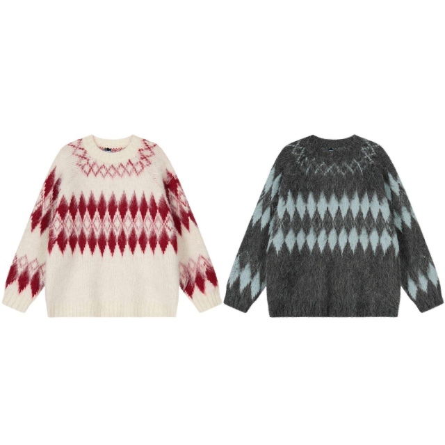 Wholesale Ivory Women’s Cream and Red Fair Isle Knit Pullover Sweater