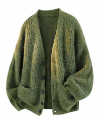 customized Men’s Chunky Knit Oversized V-Neck Cardigan Sweater