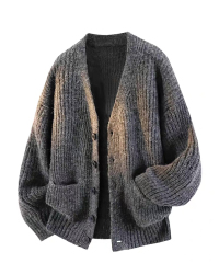 customized Men’s Chunky Knit Oversized V-Neck Cardigan Sweater