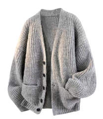 customized Men’s Chunky Knit Oversized V-Neck Cardigan Sweater