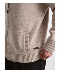 Personalized  Men’s Beige Full-Zip Mock Neck Knit Cardigan Sweater