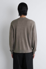 ODM OEM Men’s Taupe Crew Neck Button-Up Knit Cardigan