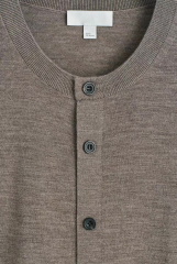 ODM OEM Men’s Taupe Crew Neck Button-Up Knit Cardigan