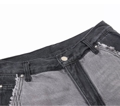 customized Two-Tone Raw Edge Panel Wide-Leg Jeans