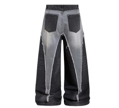 customized Two-Tone Raw Edge Panel Wide-Leg Jeans
