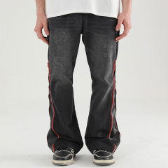 customized Light Blue Side-Zip Wide-Leg Jeans