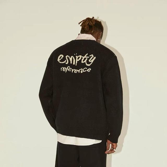 Made-to-order  Women’s Black Oversized Knit Sweater with Floral Graphic Pattern