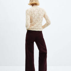 Made-to-order Ivory Openwork Cable Knit Mock Neck Sweater