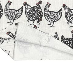 Made-to-order Ivory Chicken Print Button-Up Knit Cardigan