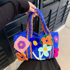 Made-to-order Blue Floral Crochet Tote Bag