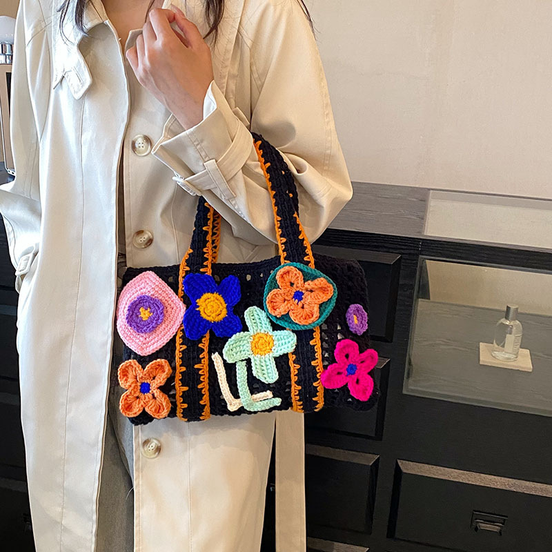 Made-to-order Blue Floral Crochet Tote Bag
