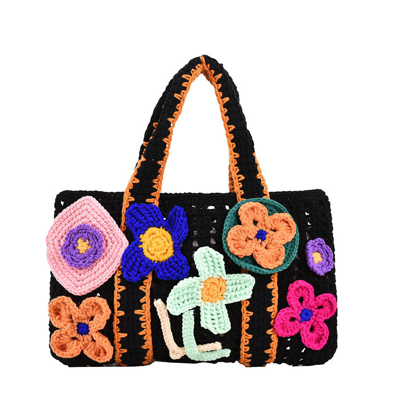 Made-to-order Blue Floral Crochet Tote Bag