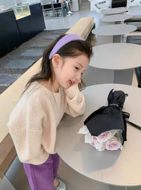 customized Girls’ Mustard Orange Oversized Knit Sweater