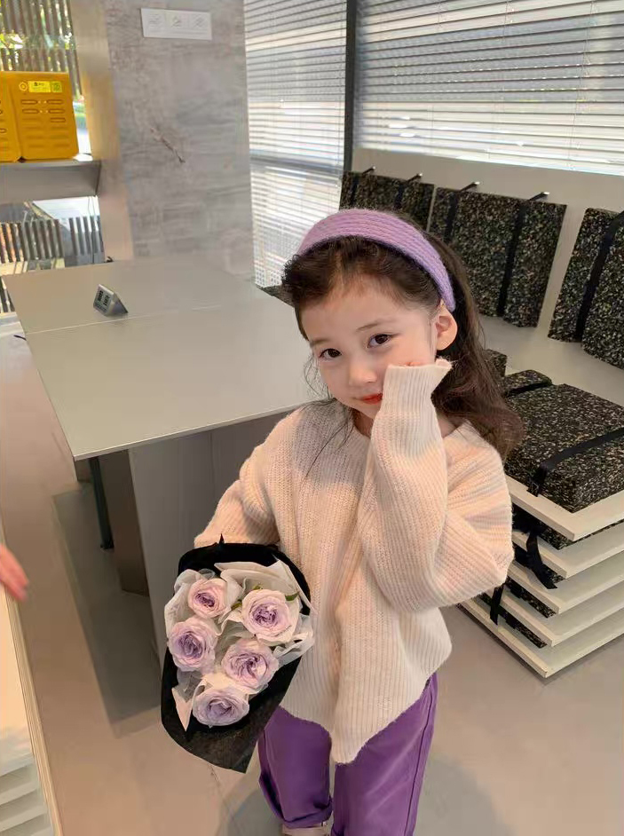 customized Girls’ Mustard Orange Oversized Knit Sweater