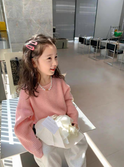 customized Girls’ Mustard Orange Oversized Knit Sweater