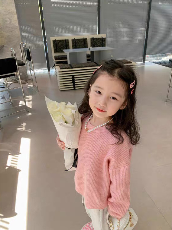 customized Girls’ Mustard Orange Oversized Knit Sweater