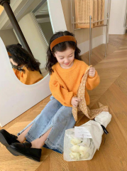 customized Girls’ Mustard Orange Oversized Knit Sweater