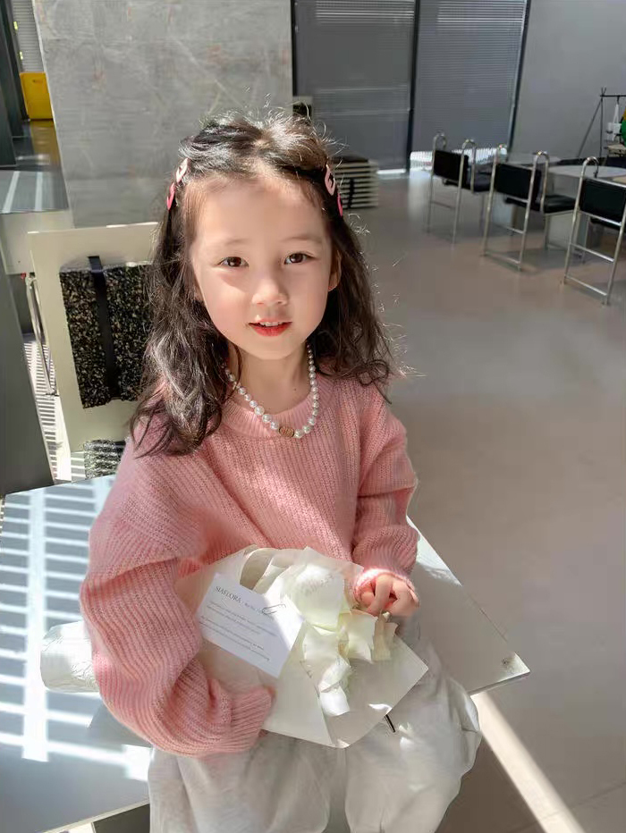customized Girls’ Mustard Orange Oversized Knit Sweater