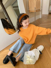 customized Girls’ Mustard Orange Oversized Knit Sweater