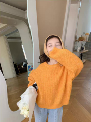 customized Girls’ Mustard Orange Oversized Knit Sweater