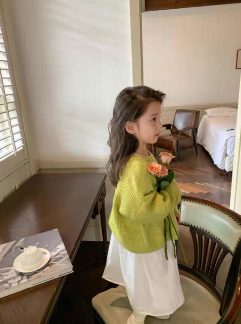 customized Girls’ Mustard Orange Oversized Knit Sweater