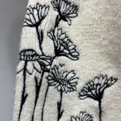 Factory Direct Ivory Meadow Floral Embroidered Oversized Knit Sweater