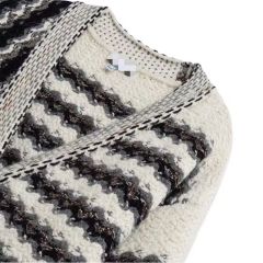 Factory Direct Monochrome Textured Stripe Chain-Trim Cardigan Jacket
