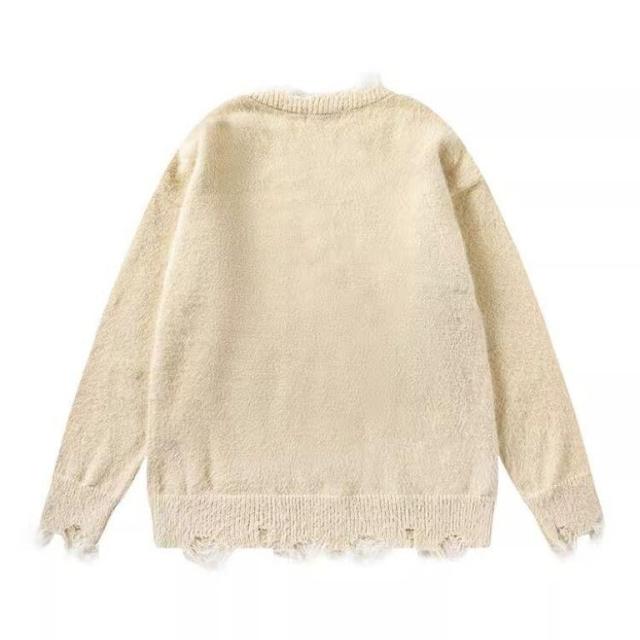 Factory Direct Women’s Mustard Yellow Fuzzy Cat Graphic Oversized Sweater