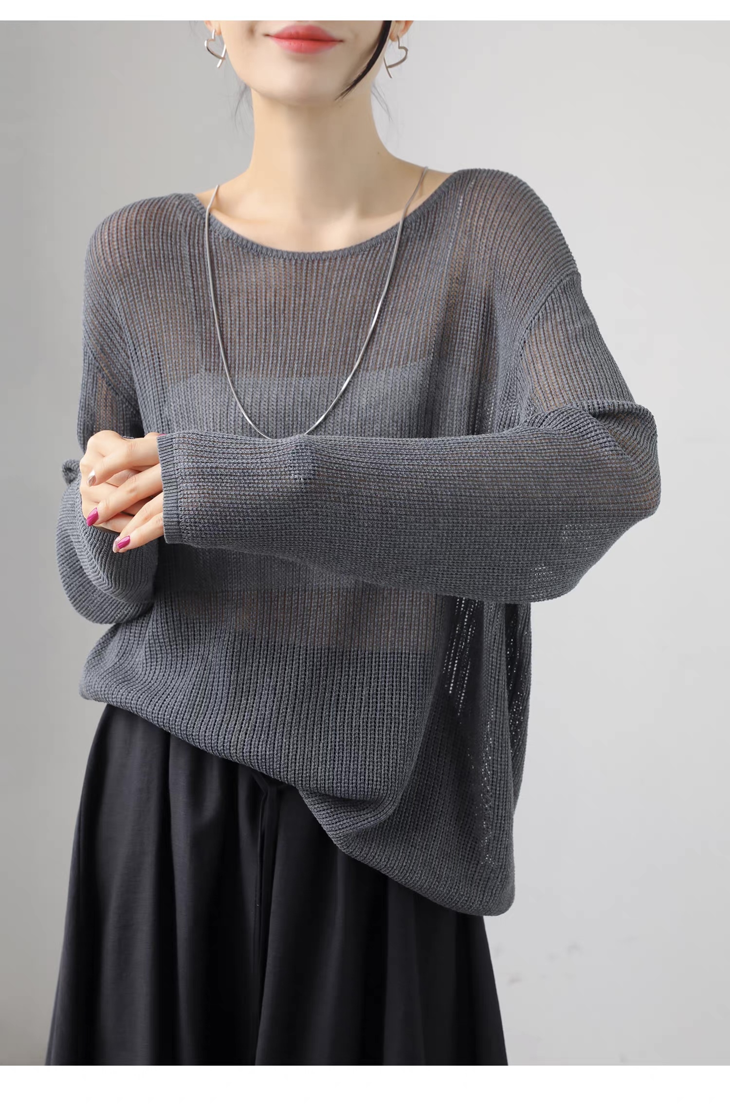 customized Light Yellow Open-Knit Boat Neck Sweater