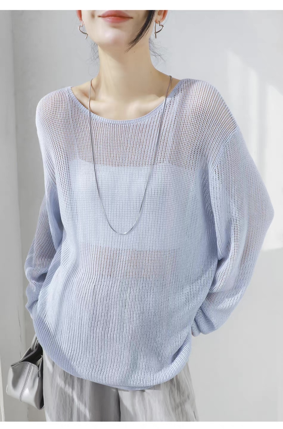 customized Light Yellow Open-Knit Boat Neck Sweater