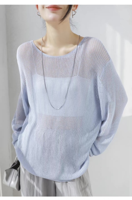 customized Light Yellow Open-Knit Boat Neck Sweater