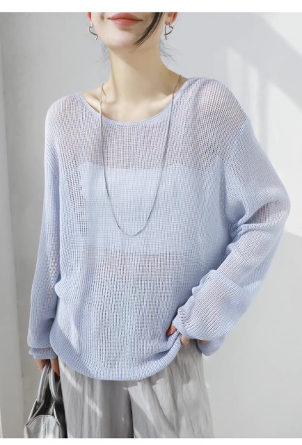 customized Light Yellow Open-Knit Boat Neck Sweater