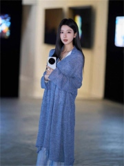 Wholesale Dusty Blue Oversized Draped Knit Cardigan Coat