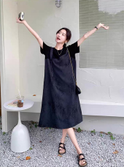 Personalized  Black V-Neck Slip Midi Dress