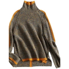 customized Women’s Oversized Contrast-Trim Turtleneck Knit Sweater
