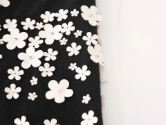 Factory Direct Beige Women’s Black 3D Floral Appliqué Crew-Neck Knit Sweater
