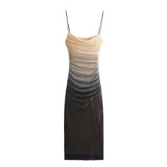 Factory Direct Women’s Ivory Crochet-Knit Fringe Mini Dress with Mock Neck