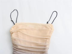 Factory Direct Women’s Ivory Crochet-Knit Fringe Mini Dress with Mock Neck