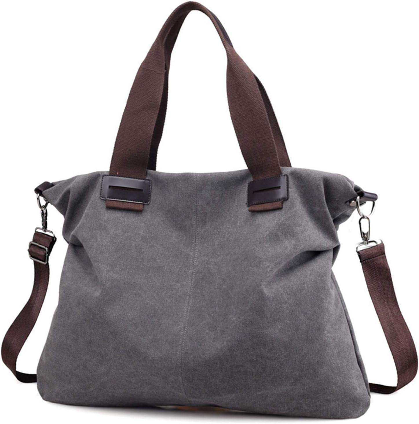 Made-to-order Vintage Gray Canvas Convertible Tote Bag – Large Shoulder & Crossbody Carryall with Detachable Strap