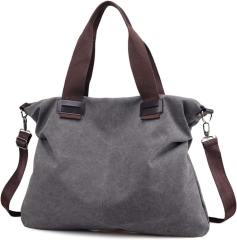 Made-to-order Vintage Gray Canvas Convertible Tote Bag – Large Shoulder & Crossbody Carryall with Detachable Strap
