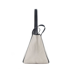 Made-to-order Minimalist Contrast Trim Canvas Tote Bag – Large Casual Shoulder Carryall