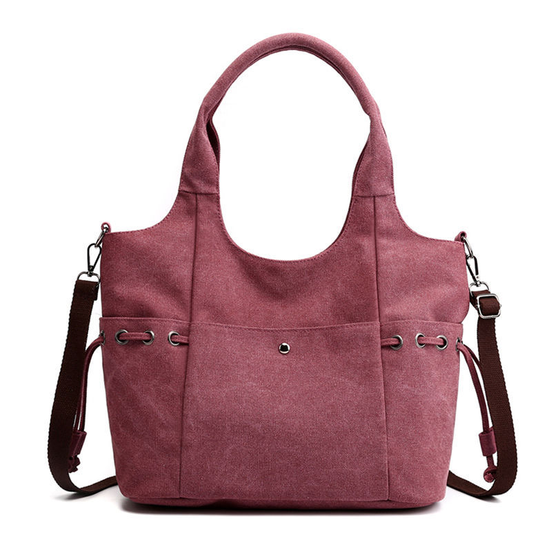 Made-to-order Vintage Brown Canvas Drawstring Tote Bag – Large Convertible Shoulder & Crossbody Handbag